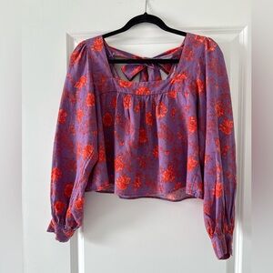 Free People linen blend floral top